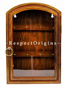 Buy Decorative & Functional Rosewood Crafted Wooden Key Cabinet with 6 Key Hooks and Glass Panel Key Storage Box At RespectOrigins.com
