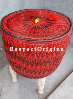 Beautifully Handwoven Green Moonj Grass Storage Basket With Lid; Zig Zag Design; Eco-friendly; Natural Fibre; Laundry Basket; RespectOrigins