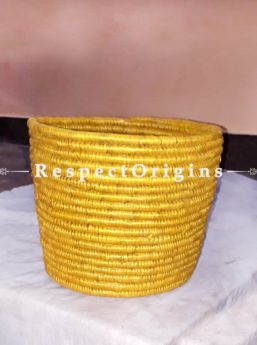 Perfectly Made Handwoven Yellow Conical Moonj Grass Eco-friendly Paper Bin 10X11 inches; RespectOrigins