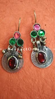 Multi coloured Stone Dew Drop EarRing with Multi colour Stones and German Silver
