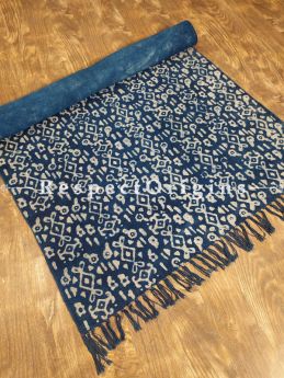 Indigo Blue Hand-block printed Durrie Floor Area Rugs; Width 36  Inches x Length 60 Inches at respect origins.com