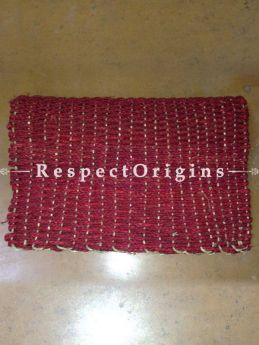 Red Handmade Eco-friendly Sabai Grass Floor Mat; W18xL24 Inches; RespectOrigins.com