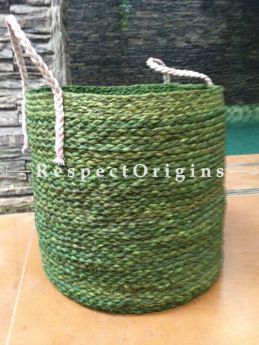 Green Handmade Sabai Grass Eco-friendly Laundry Basket; D13xH14 Inches; RespectOrigins.com