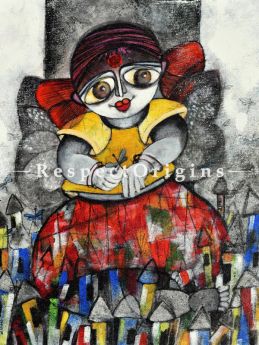 Vertical Art Painting of SADIRA ;Acrylic on Canvas; 14in X 18in at RespectOrigins.com