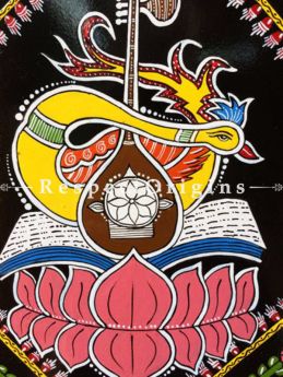 Buy Saraswati; Square Tikuli Art Hand Painted Folk Wall Art; 12x12 in At RespectOrigins.com