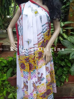 Buy White Base Hand-block-printed Cotton Mul Saree with Blouse;At RespectOrigins