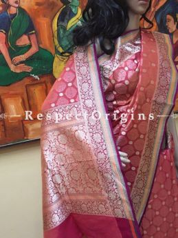 Buy Beautiful Banarasi Silk Saree in Peach At RespectOriigns.com