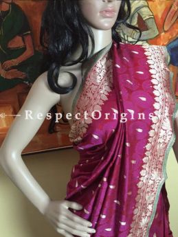 Buy Pink and Peach Banarasi Silk Saree At RespectOriigns.com