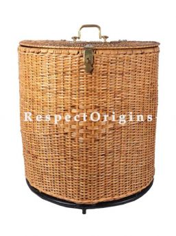 Buy Semi Circular Handwoven Rattan Cane Laundry Basket with Lid|RespectOrigins