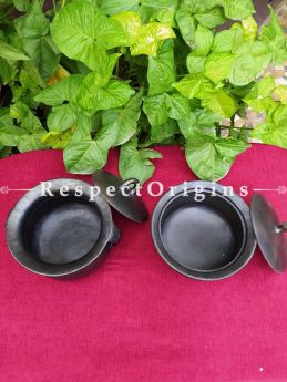Buy Set of 2 Earthenware Cooking Pots in 2-3 L.Handcrafted Longpi Manipuri Black Pottery; Chemical Free; Clay At RespectOrigins.com