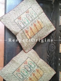 Buy Set of 2 Embroidered Shah Kashmiri Silk Square Cushion Cover At RespectOrigins.com