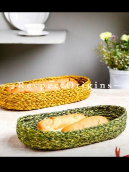 Set of 2 Hand Made Eco Friendly Sabai Grass Bread Basket; 6 x 12; RespectOrigins.com