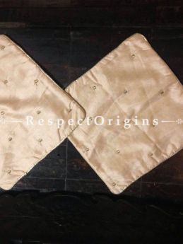 Buy Ivory Set of 2 Small Cream Silk Square Varanasi Brocade Cushion Cover At RespectOrigins.com