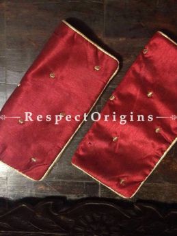 Buy Silken Set of 2 Small Red Silk Square Varanasi Brocade Cushion Cover; Available in Red, Cream Colors At RespectOrigins.com