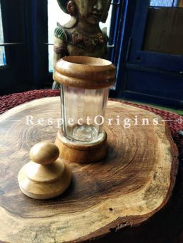 Set of 2 Stylish Wooden And Glass Jar