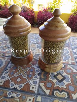 Buy Set of 2 Containers; Handcrafted Wooden and Glass Small Jar; Container At RespectOrigins.com