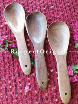 Set of 3 Ladle or Serving Spoon; Handmade Oval Shaped Wooden Ladles; RespectOrigins