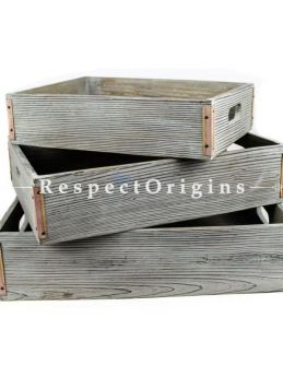 Buy Set of 3 Large Wooden Premium Rustic Vintage Weathered Grey Trays; Dinner Tray; Maritime Decor Gifts; Hand Crafted Crates At RespectOrigins.com