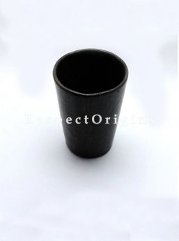 Buy Set of 4 Clay Tumbler; Handcrafted Longpi Manipuri Black Pottery; 5x2.5 in; Chemical Free; Cylindrical At RespectOrigins.com