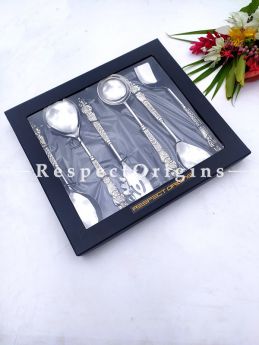 Alia Striking Designer Handcrafted Steel Serving Spoon Set of 6 engraved handles; 11 Inches; RespectOrigins.com