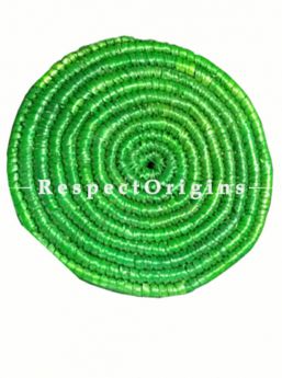 Handwoven Green Moonj Grass Eco-friendly Set of 6 Hot Plates or Place Mats; Dia - 8 inches; RespectOrigins
