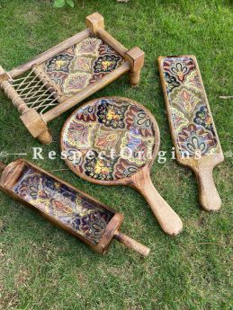 Handcrafted Mango Wood Khatiya/Chatai platter set or serving plate Tray RespectOrigins.com