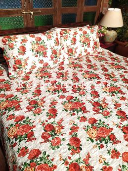 Buy Splendid Bouquet! Natural Pure Cotton Colourful Quilted Bedspread or Comforter Setat  at RespectOrigins.com