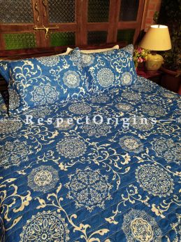 Buy Indigo Prussian Blue Natural Pure Cotton Colourful Quilted Bedspread or Comforter Set  at RespectOrigins.com
