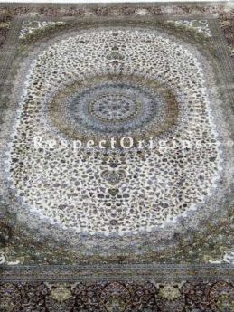 Buy Pure Silk Kashmiri Carpet White 5x7 Ft; Maqbool Kashan At RespectOriigns.com