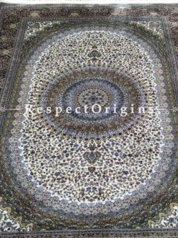 Buy Pure Silk Kashmiri Carpet White 6x4; Maqbool Kashan At RespectOriigns.com