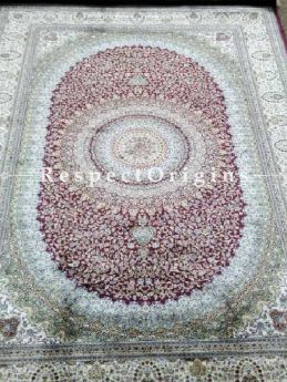 Buy Pure Silk Carpet Maroon 6x4; Maqbool Kashan, Kashmiri At RespectOriigns.com