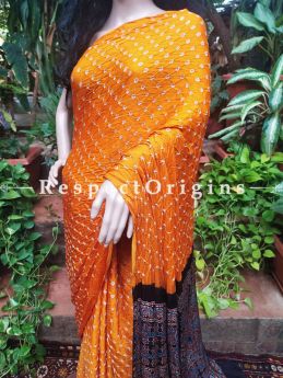 Modal Silk Saree Bandhej Tie-dye with Hand-printed Ajrakh Pallu: Maroon