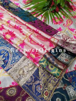 Buy Floral Marvel;  Duppata with Vintage Banarasi Kinkhab Brocade Silk Contrast Border;At RespectOrigins