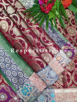 Buy Gold Zari and Deep Maroon Vintage Banarasi Kinkhab Brocade Silk Luxury Duppatta with Contrast Border;At RespectOrigins