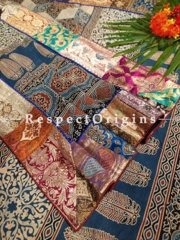Buy Luxury Indigos and Maroon Mashru Silk Duppata with Ajrakh Block Print;At RespectOrigins