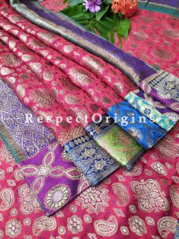 Buy Rose Pink and Gold Zari Vintage Banarasi Kinkhab Brocade Silk Luxury Duppatta with Contrast Border;At RespectOrigins