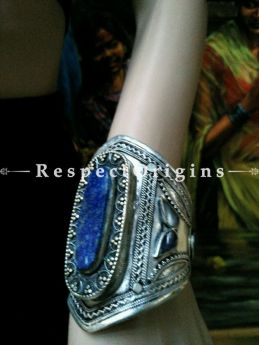 Exotic German Silver and Blue stone Pair of Bracelets, RespectOrigins.com