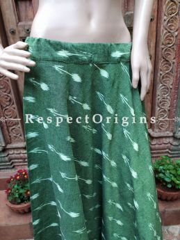 Dark Green Block-printed Cotton Skirt Free Size Drawstring for Women; Length 40 Inches; RespectOrigins.com