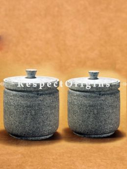 Toxic-Free & Hand-Seasoned Soap Stone Jar With Lid (Set Of 2)-Pr-50222-70452