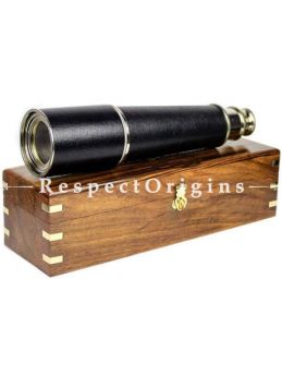 Buy 32 Inches Solid Antique Black Brass Spyglass With Genuine Rosewood Decorative Anchor inlaid Storing Case At RespectOrigins.com