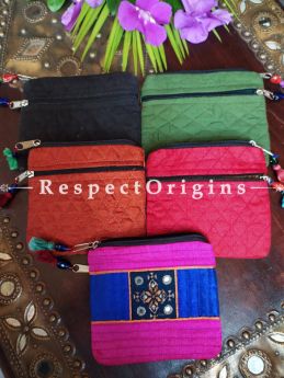 Buy Set of 5 Quilted Boho Suf Embroidered Coin or Makeup Purse Bag with Zipper and Tassle 4.5 X 4.5 Inches at RespectOrigins.com