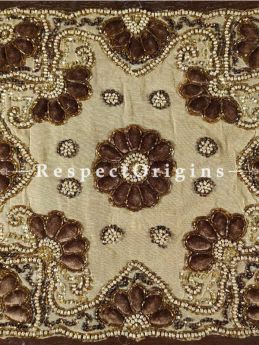 Buy Set of 4 Traditional Square Table Mat; Cream Net Base with Brown Velvet petals; Beadwork; 15x15 in At RespectOrigins.com