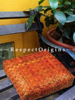 Buy Hand Weaved Square Floor Cushion; Screw Pine Leaf; Brown; Ecofriendly; Set of 3 At RespectOrigins.com