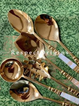 Buy Mother of Pearl Serving Spoon Set of 5 Pcs; Steel At RespectOrigins.com