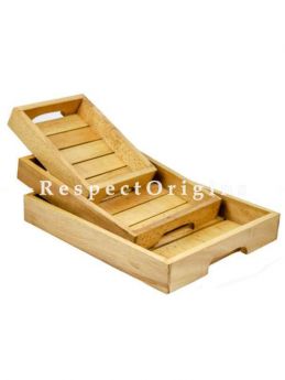 Buy Hand Crafted Premium Steamed Beech Wooden Tray; Stylish Kitchen Decor; Food Serving Set of 3 Trays At RespectOrigins.com