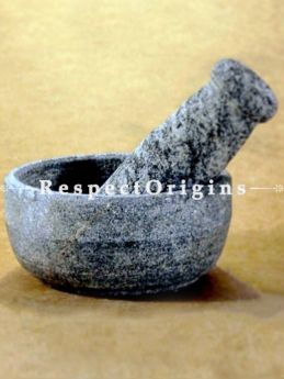 Toxic-Free & Hand-Seasoned Stone Mortar And Pestle (Small)-Pr-50222-70453