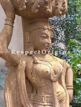 Buy Glamorous intricately Carved Large Stone Devadasi with A Basket for Outdoor or indoor Statue; 6 Feet At RespectOriigns.com