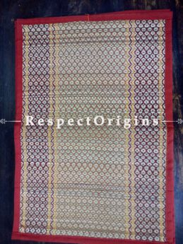 Buy Kusha Grass Mat Set of 6; Multi-Color with Red Border at RespectOrigins.com