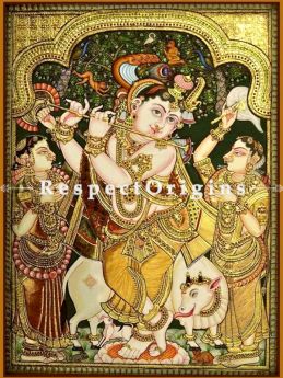 Tanjore Painting with 22k Gold Foiling; RespectOrigins.com
