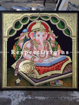 Ganesha Tanjore Painting with 22k Gold Foiling; RespectOrigins.com